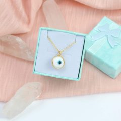 Verižica Evil eye Bela