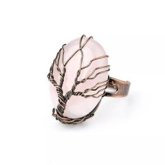 Prstan Rose Quartz drevo življenja